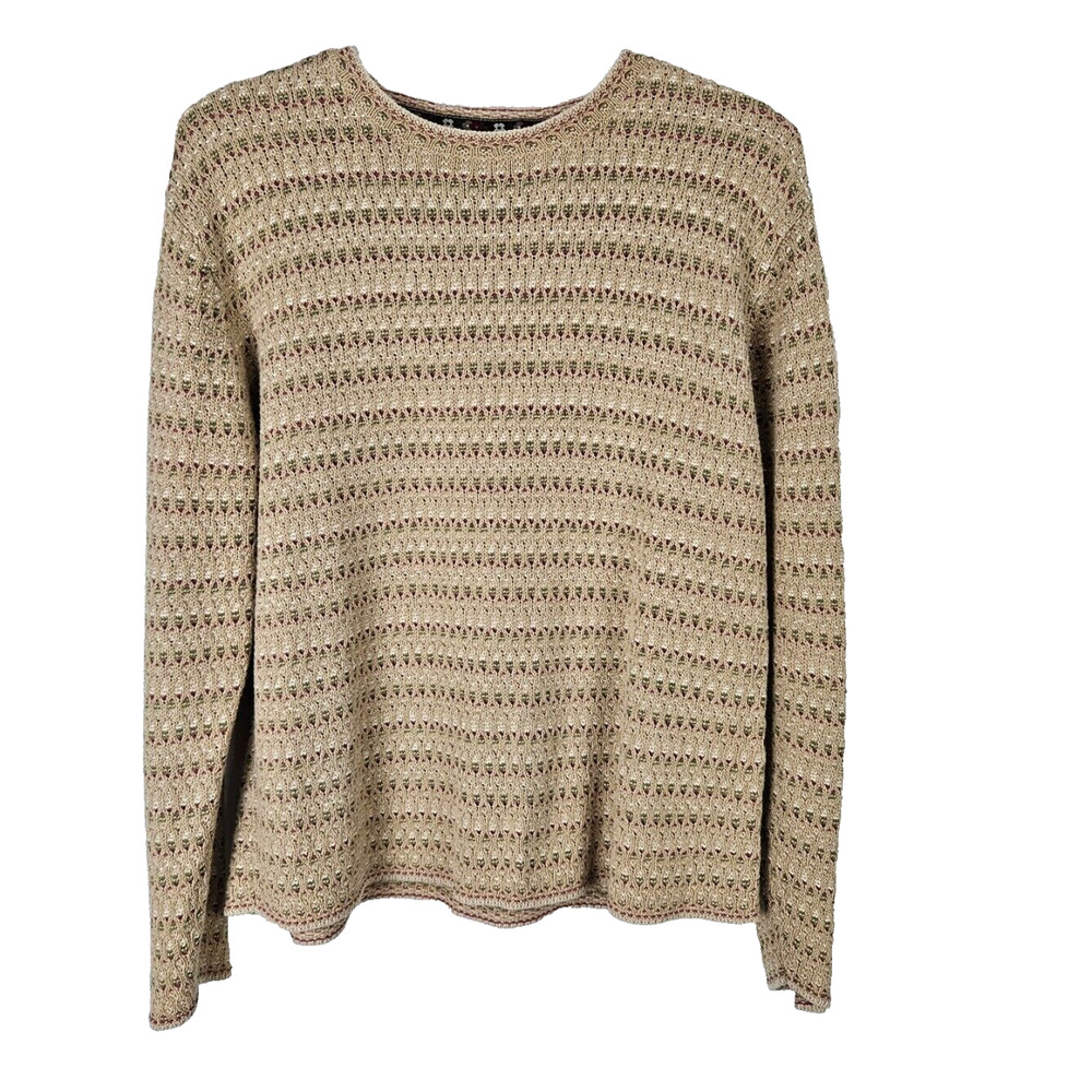 Vintage Pendleton Crochet Knit Shirt Size L Striped 7304 Cotton Blend Hong Kong
